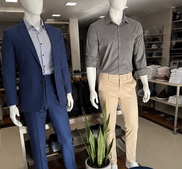 Manequins com looks completos na loja Vicenzo